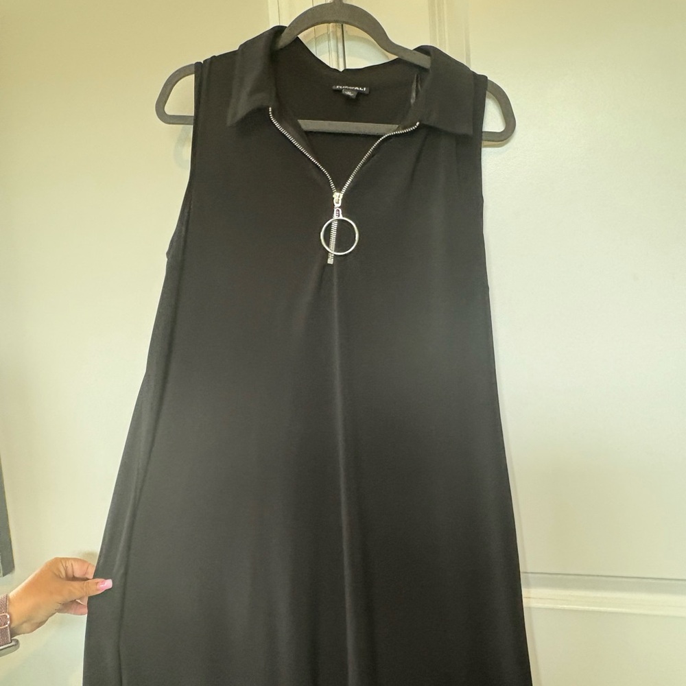 Black Sleeveless Dress with Zipper Detail